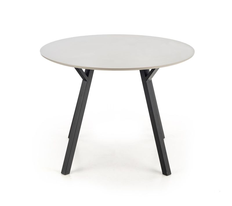 Table à Manger Ronde Avec Plateau 100cm Gris Et Pieds En Métal Noir Charlotte