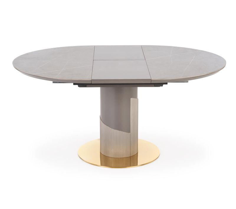 Table Ronde Extensible Avec Plateau Aspect Marbre Et Pied Central Ram
