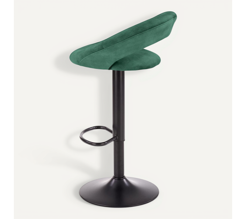 Tabouret De Bar Contemporain En Velours Vert Avec Structure En Métal Noir Bedivere