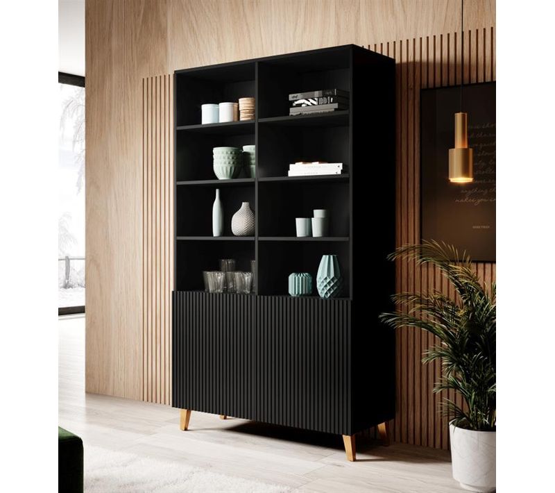Armoire Design Noir Mat 176 X 100cm Gustave - Sans Option