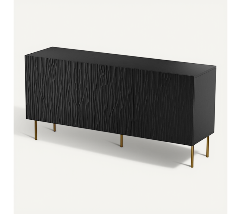 Buffet Bas Design Noir Mat 152 Cm Mokt
