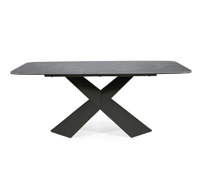 Table Design Extensible 180-260cm En Pierre Frittée Couleur Travertin Dask