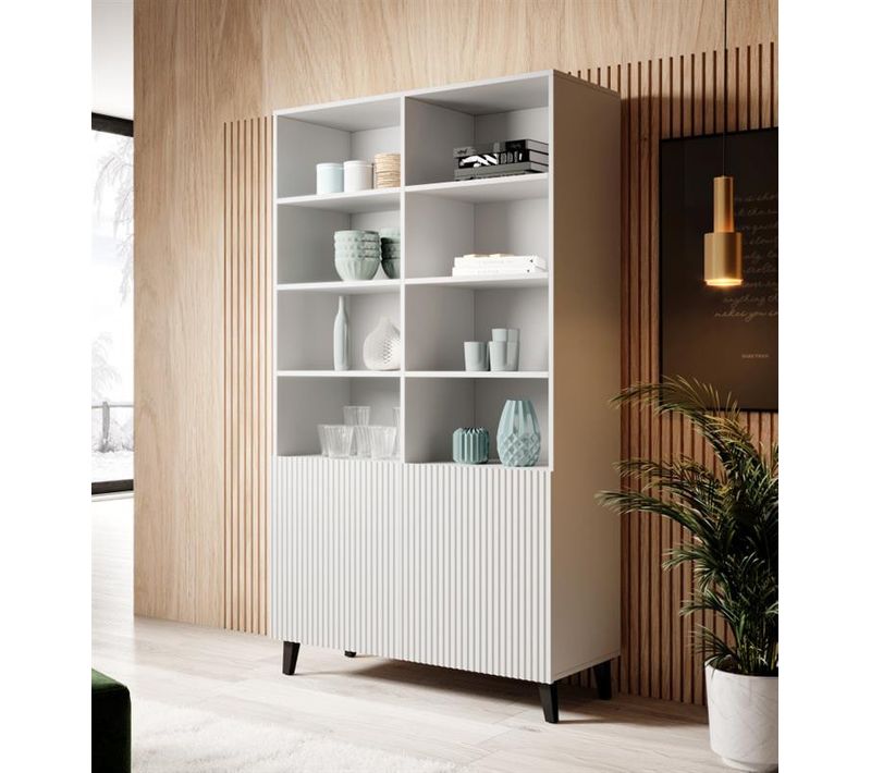 Armoire Design Blanc Mat 100 X 176 Cm Gustave - 2 Portes Supplémentaires