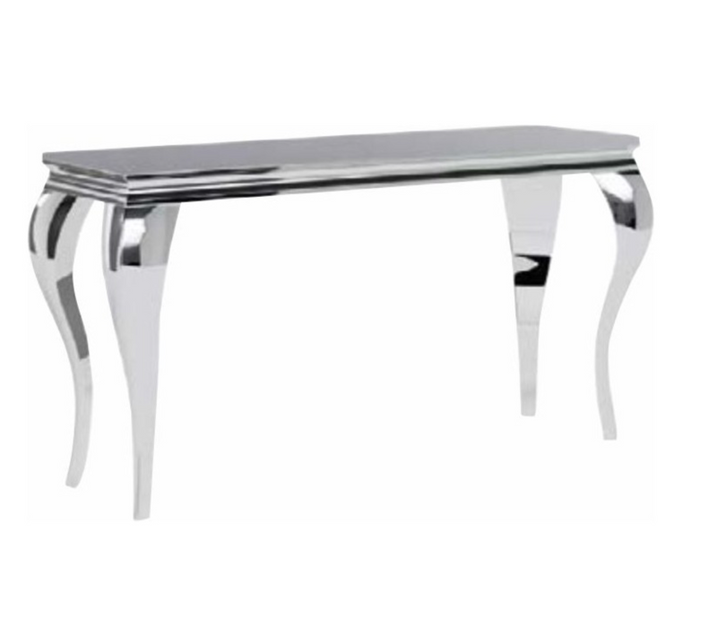 Console Baroque Métal et Verre Trempé Noir 120cm Bolti