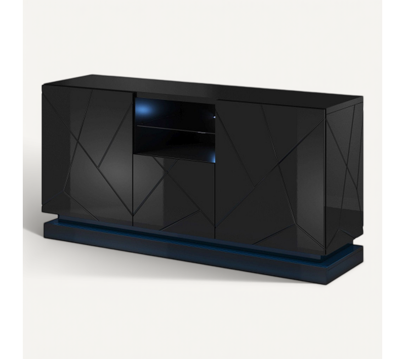 Buffet Noir Design 150 Cm Avec éclairage Intégré Clost