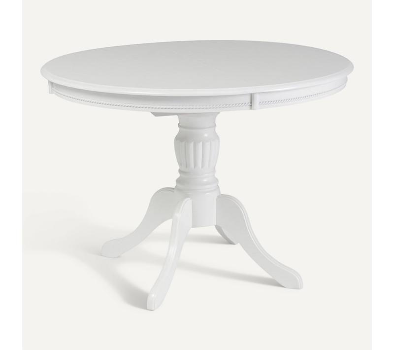 Table à Manger Blanche 106cm Extensible Blanche Avec Pied Central Ade