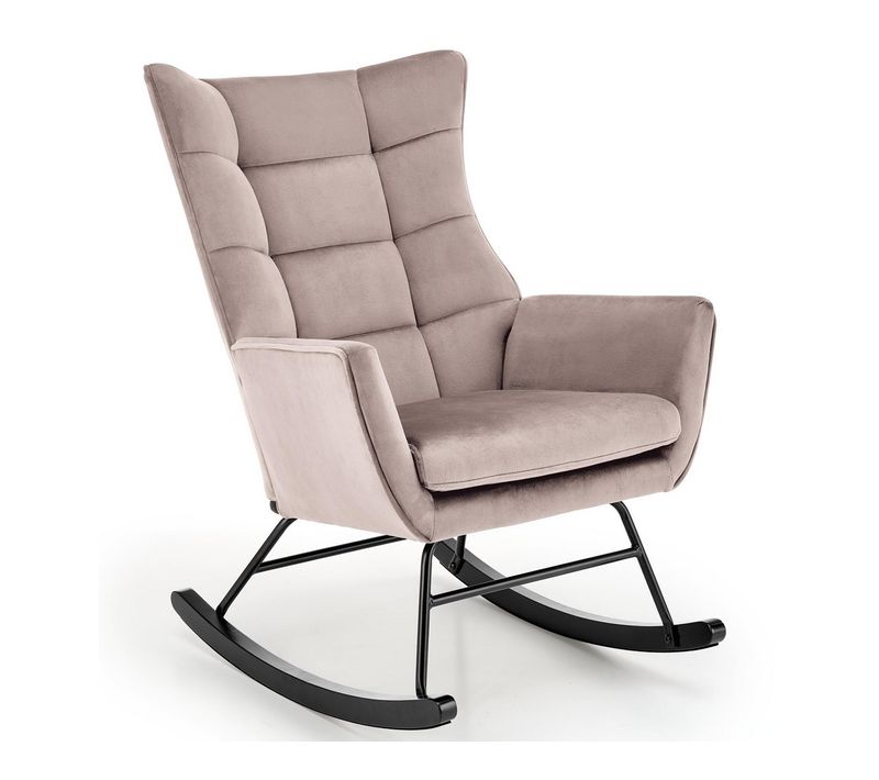 Rocking-chair Design En Velours Beige Avec Accoudoirs Market