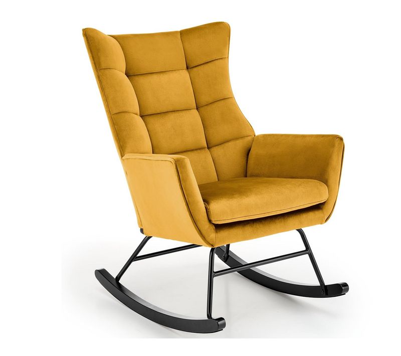 Rocking-chair Design En Velours Jaune Moutarde Avec Accoudoirs Market