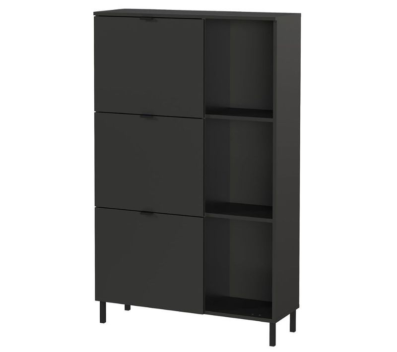 Meuble à Chaussures Haut - 3 Paniers Métal - Couleur Graphite Sarena