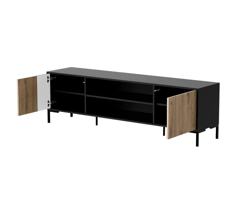 Meuble Télé 180 Cm Noir Et Bois Polo