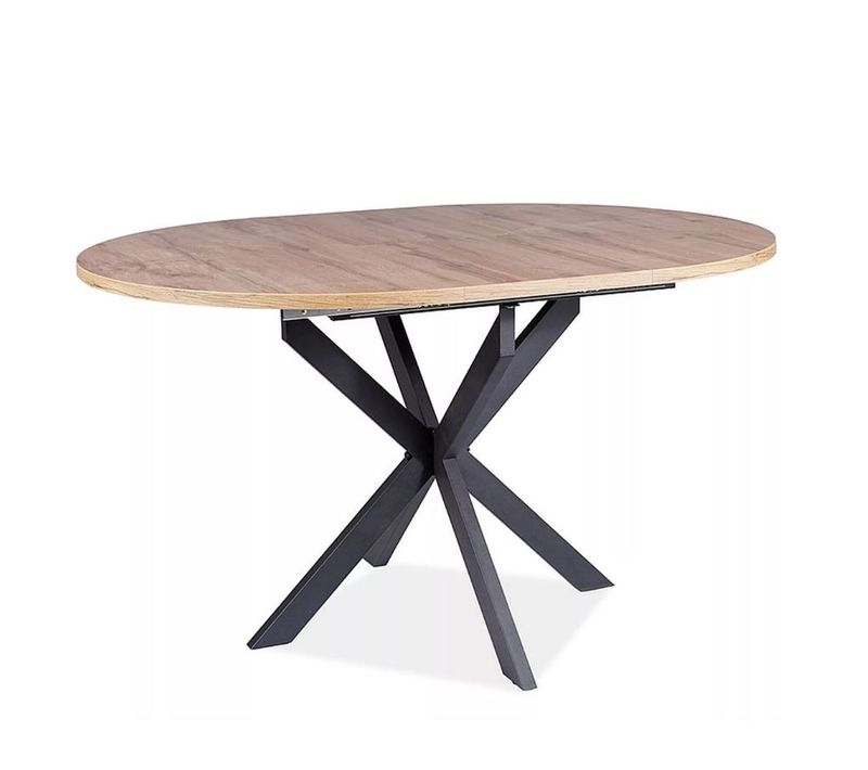 Table Ronde 100 / 135 Cm Style Bois Et Pieds Métal Larry