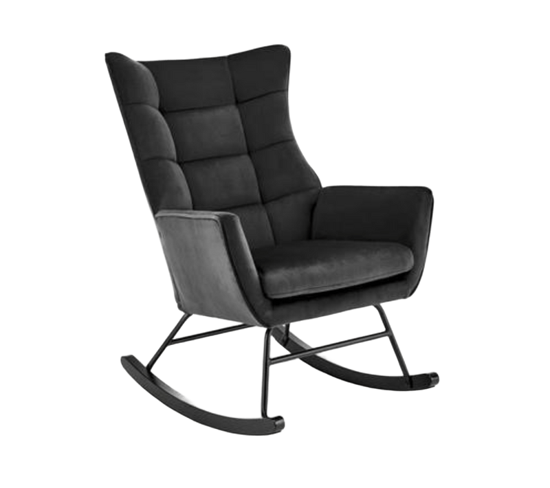 Rocking-chair Design En Velours Noir Avec Accoudoirs Market