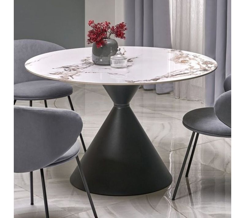 Table Ronde 120cm Style Marbre Avec Pied Central Mordor