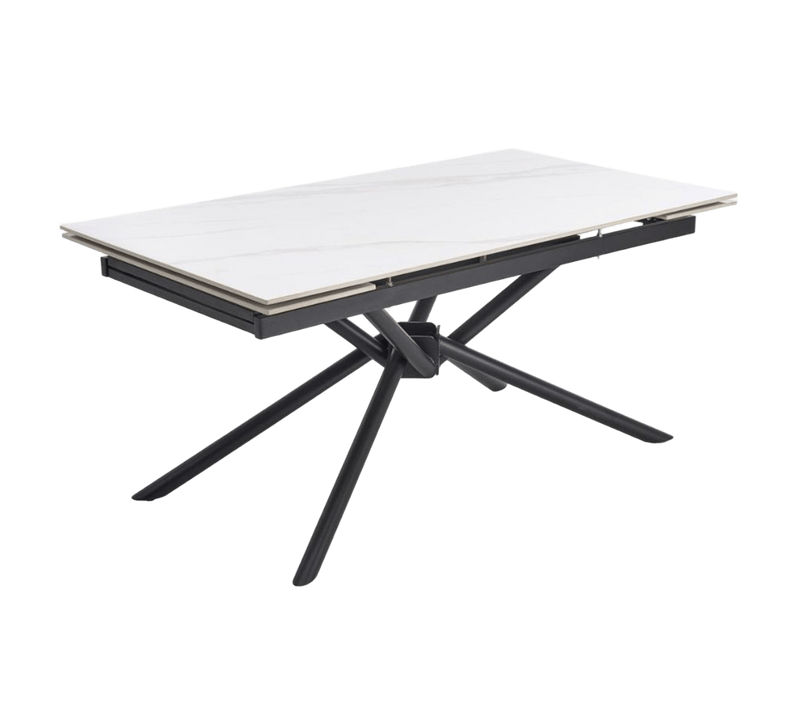 Table à Manger Extensible 160 / 220 Cm Aspect Marbre Blanc Viktor