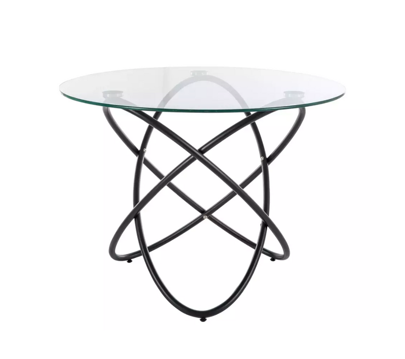 Table Ronde 100 Cmdesign Verre Transparent 6 Pers Pied Métal Noir Aureliaz