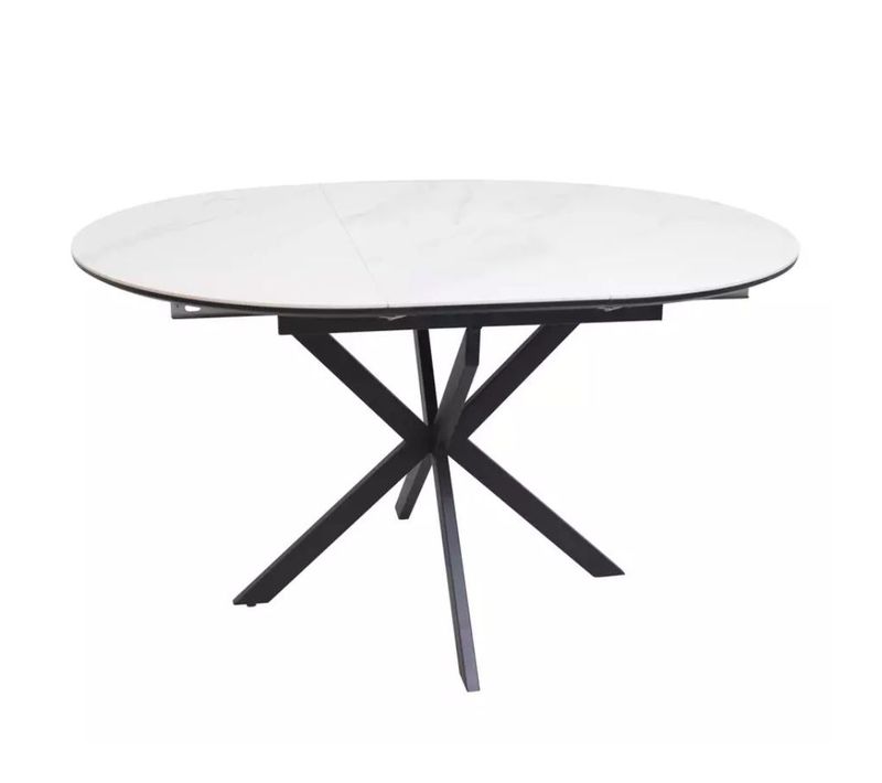 Table Ronde Extensible Céramique Blanche 100 / 135 Cm Larry