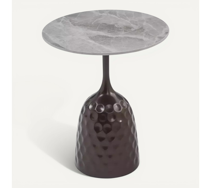 Table Basse Originale Gris Effet Marbre Et Bronze Antique Slim
