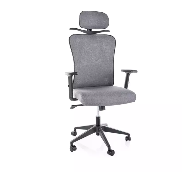 Chaise De Bureau Pivotante Ergonomique Tissu Gris Tilt Multibloc Cintre Intégré Marino