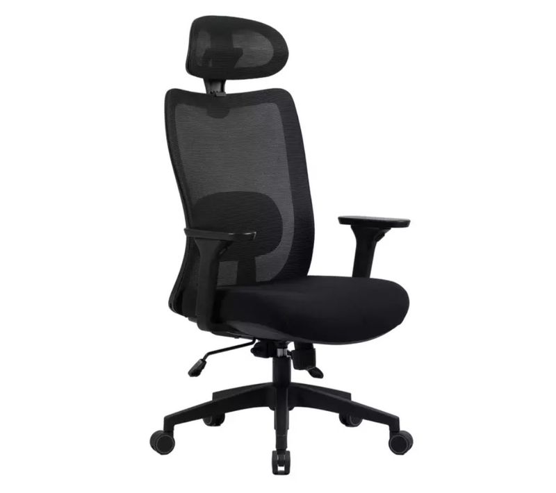 Chaise De Bureau Pivotante Ergonomique Mesh Noire Tilt Multibloc Appui-tête et Soutien Lombaire Zyla