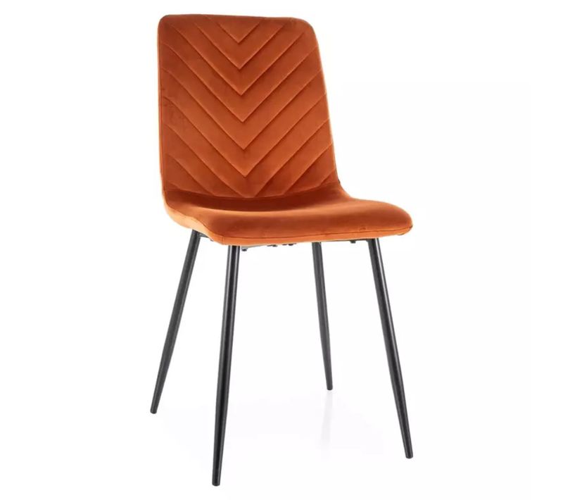 Chaise Velours Cannelle Et Pieds Métal Noir Mat Assise Rembourrée Chic Lozat