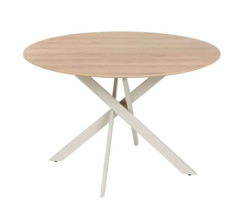 Table à Manger Ronde Crème Et Bois 120 Cm Oasis