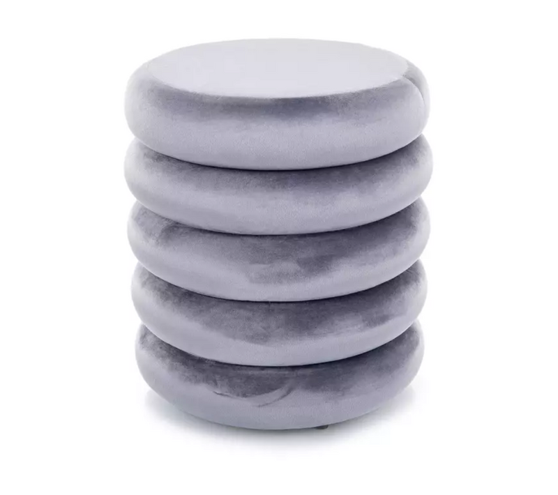 Pouf Rond En Velours Gris Avec Coffre De Rangement Discret Et Assise Douce Mesrun