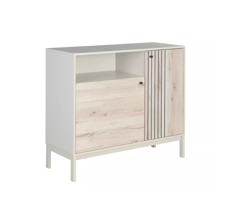 Buffet Compact Chêne Alpin Et Blanc Cassé 2 Portes – Collection Fargol3