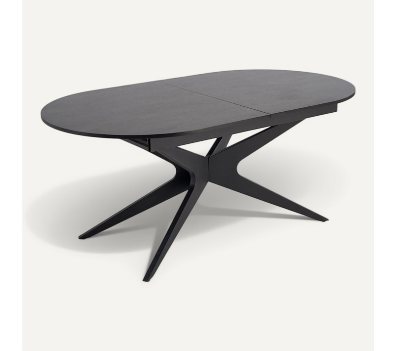 Table Ovale Noire Extensible 180 - 240 Cm Avec Pied Central Ludmila