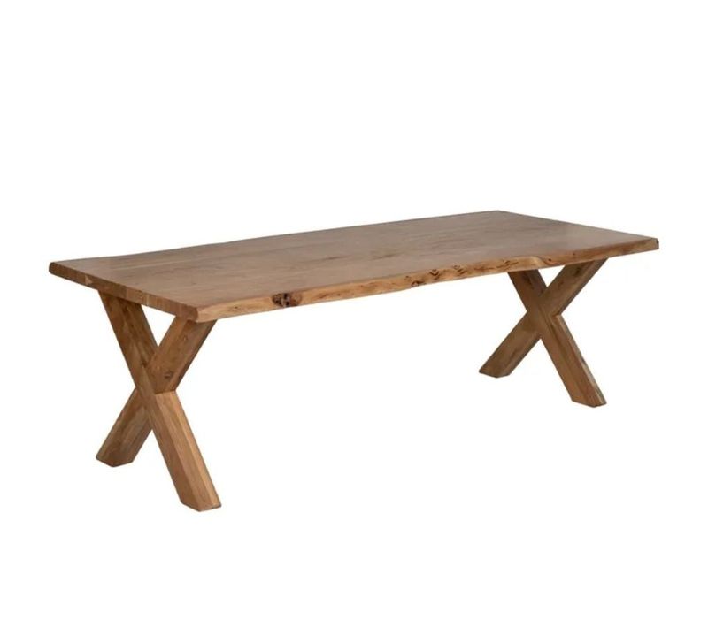 Table à Manger 240 Cm En Bois Acacia Massif Pieds Croisés Ajustables Olisar