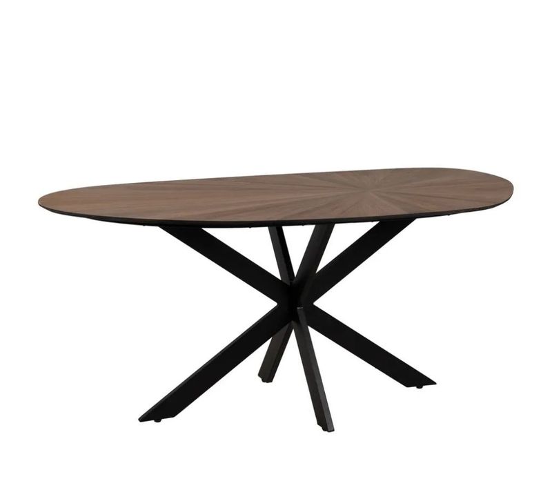 Table à Manger 178 Cm Mdf Naturel Et Métal Noir Ébulie