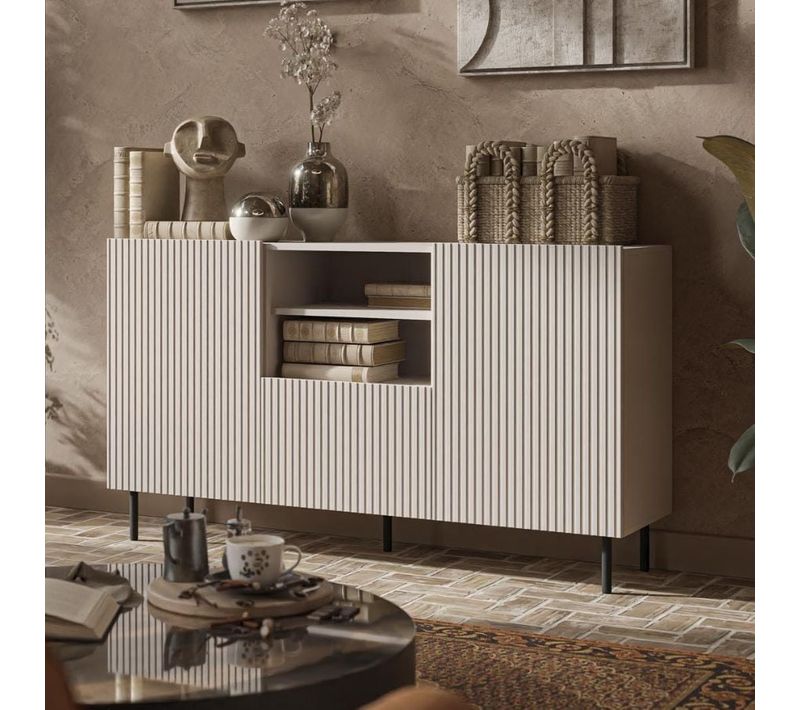 Buffet Bas Cachemire 150 Cm - 2 Portes 1 Tiroir Et Niche Rotterdam