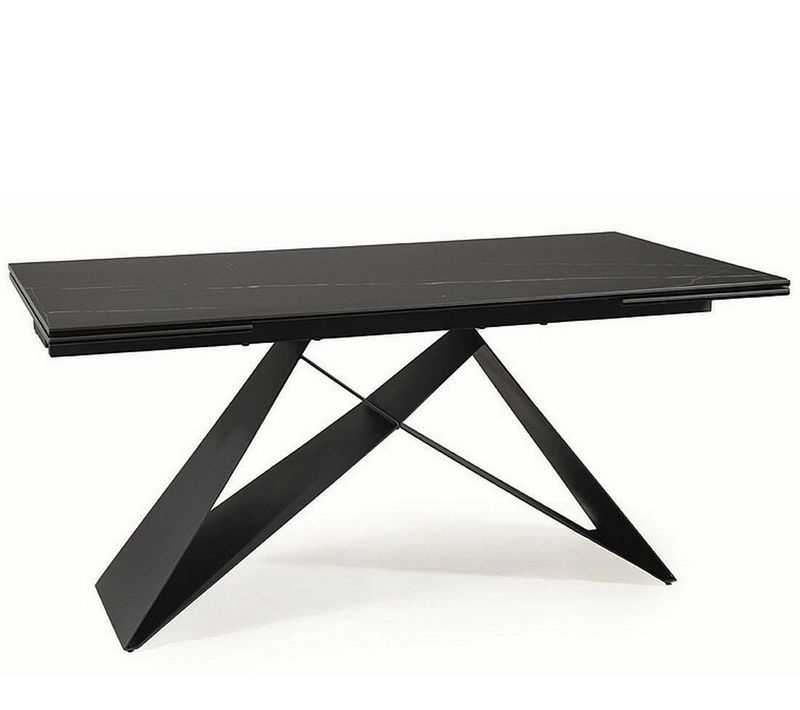 Table à Manger Design Extensible Céramique Et Métal 160cm Sahara Noir Holly