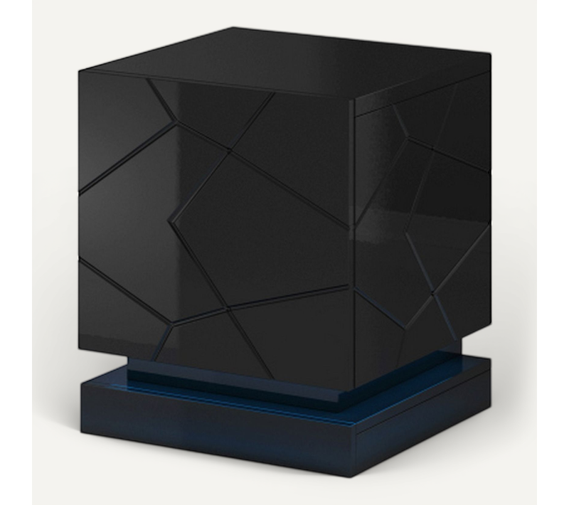 Lot De 2 Tables De Chevet Design Laqué Noir à LED Clost - Sans LED