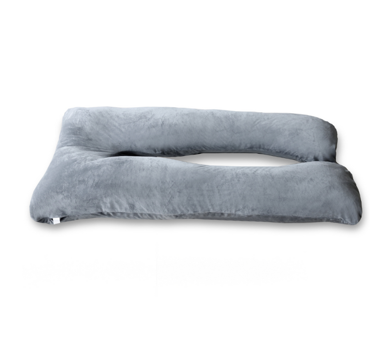 Coussin De Grossesse Déhoussable En Velours 140x80 Cm Gris