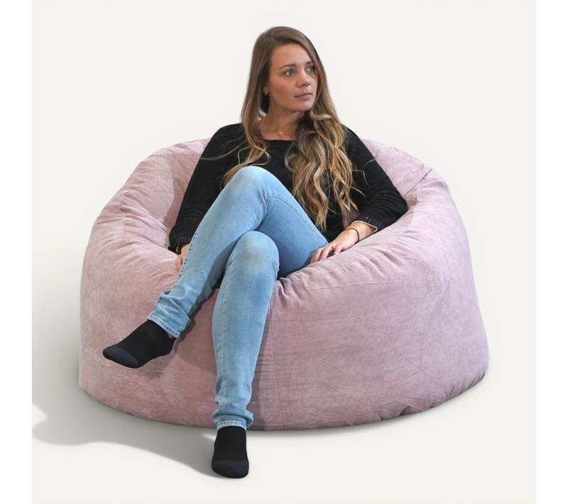 Pouf Velours Côtelé Rose 100 Cm