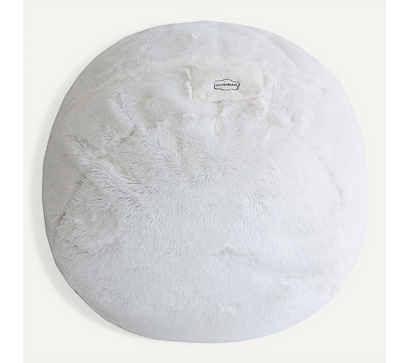 Pouf Géant Déhoussable Fausse Fourrure Blanc 140 Cm