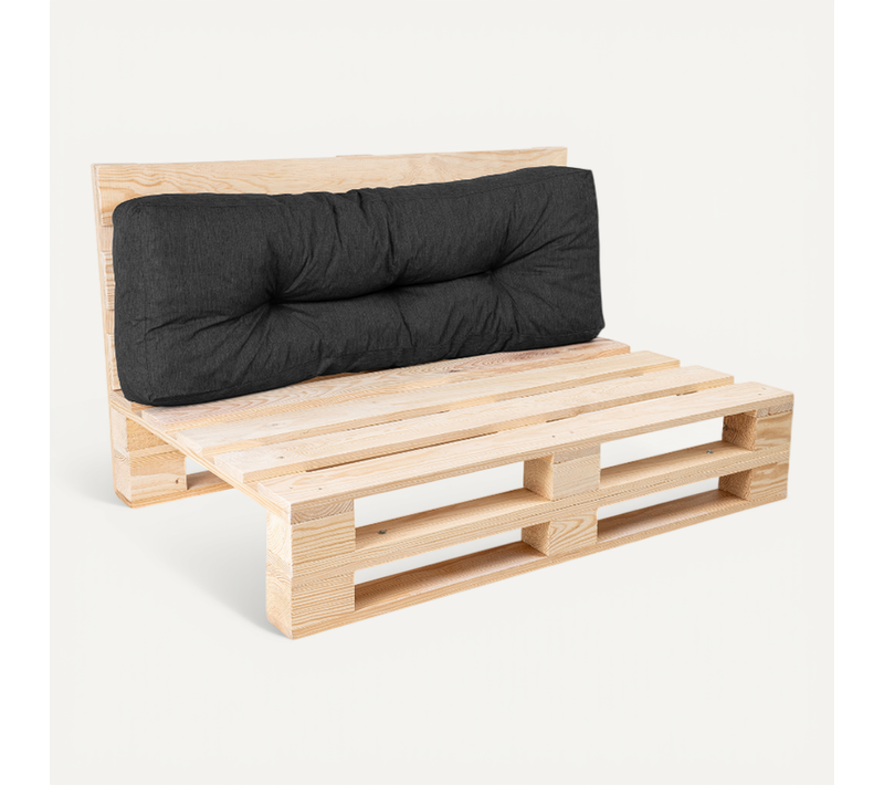 Coussins Palette Dossier En Polyester 120x40x15 Cm Noir
