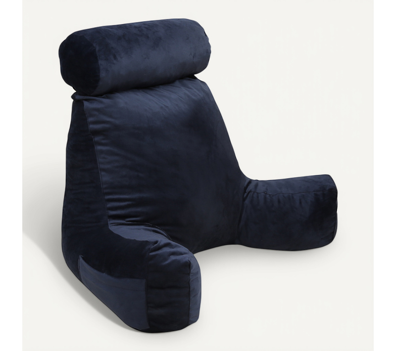 Coussin De Lecture Velours Bleu Nuit 65 X 80 Cm