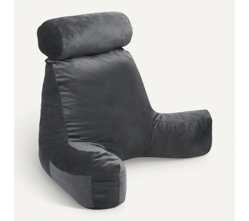 Coussin De Lecture Velours Gris Clair 65 X 80 Cm
