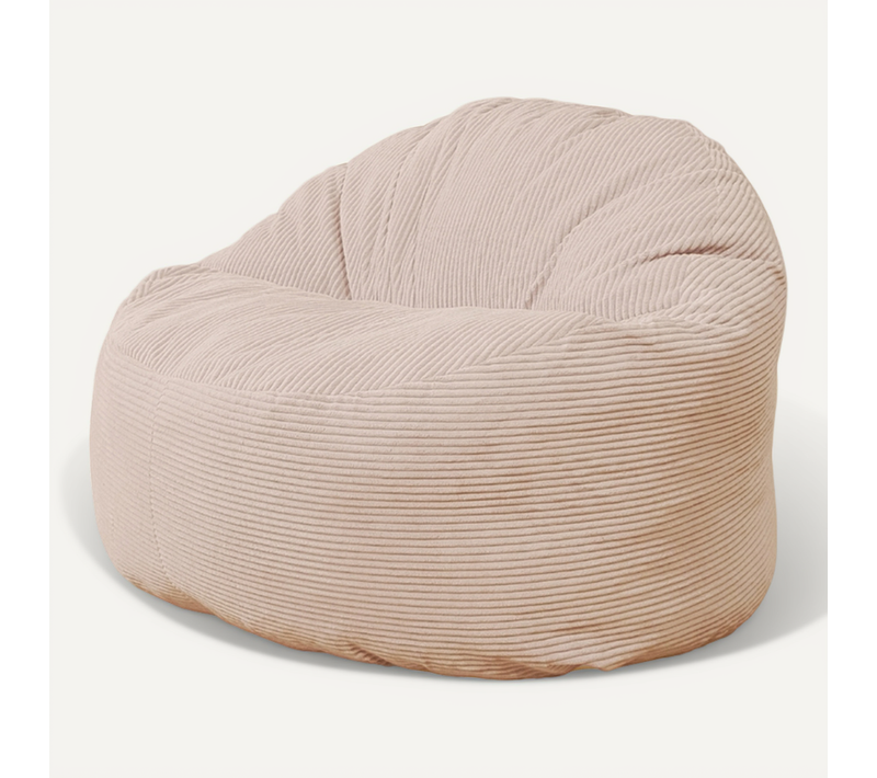 Pouf Velours Côtelé épais 100cm Blanc Cassé