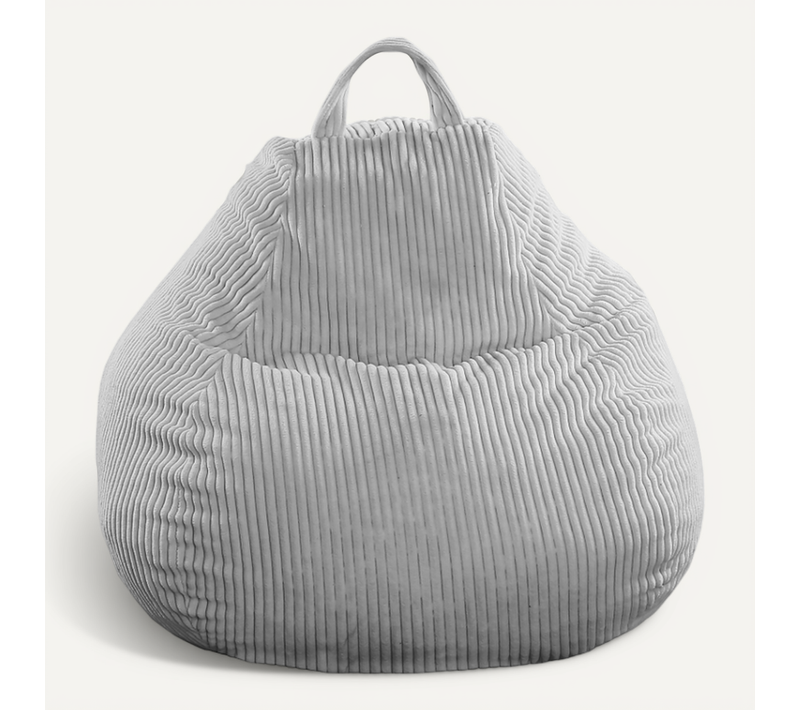 Pouf Poire Déhoussable Velours Côtelé - 80x70 Cm Gris Clair