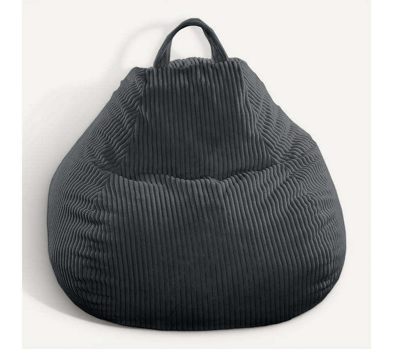 Pouf Poire Déhoussable Velours Côtelé - 80x70 Cm Gris Foncé