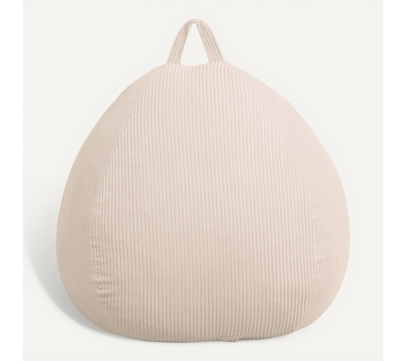 Pouf Poire Déhoussable Velours Côtelé - 80x70 Cm Beige