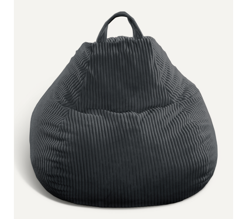 Pouf Poire Déhoussable Velours Côtelé - 105x85 Cm Gris Foncé