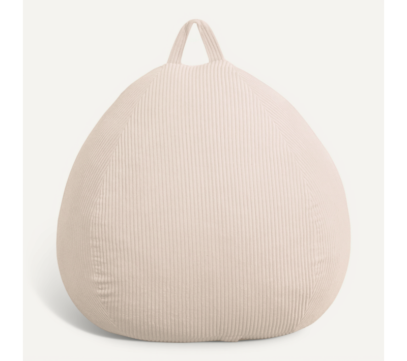 Pouf Poire Déhoussable Velours Côtelé - 120x100 Cm Blanc Cassé