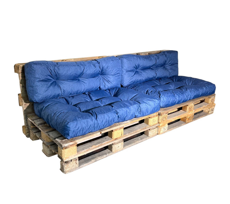 Coussins Palette Lot X2 En Polyester 120x80cm/120x40cm Bleu