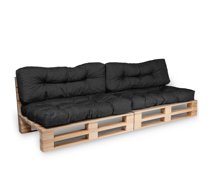 Coussins Palette Lot X2 En Polyester 120x80cm/120x40cm Noir