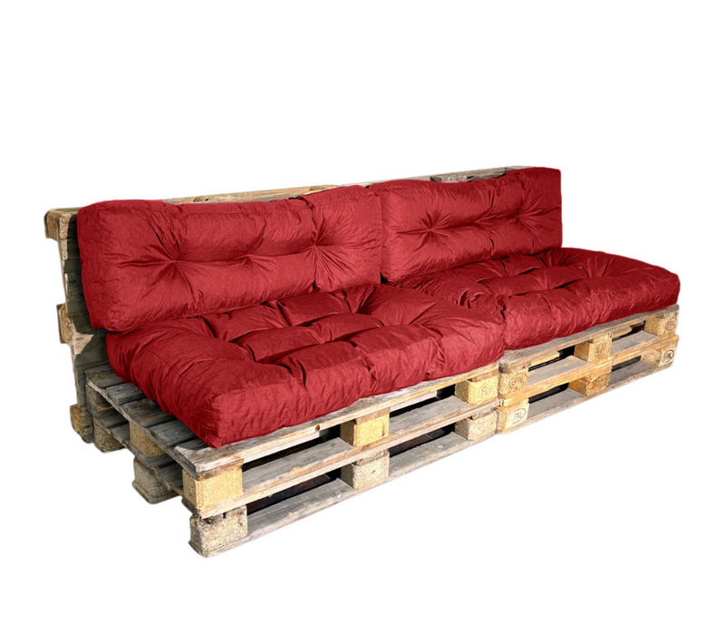 Coussins Palette Lot X2 En Polyester 120x80cm/120x40cm Rouge