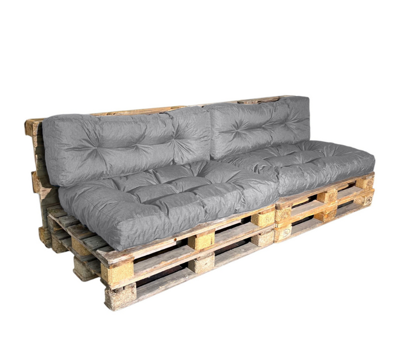 Coussins Palette Lot X2 En Polyester 120x80cm/120x40cm Gris