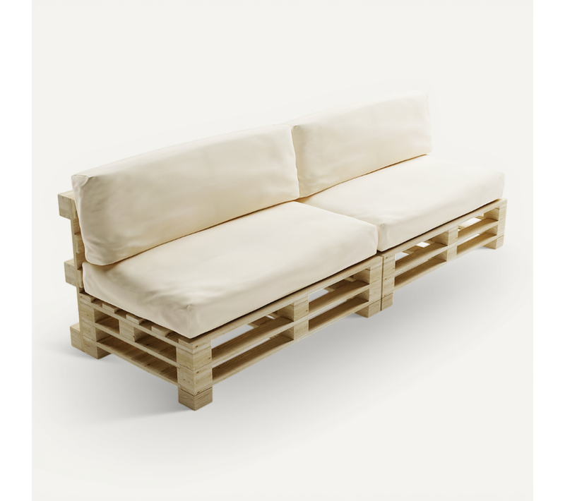 Coussins Palette Déhoussable Imperméable Lot X2 Beige